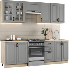 Mobilier bucatarie gri ELIZABETH, 240 cm