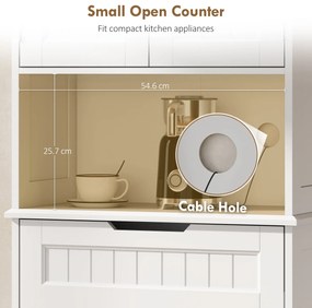 HOMCOM Mobilier de Bucătărie cu Sertar și 2 Dulapuri cu Rafturi Reglabile Alb | Aosom Romania