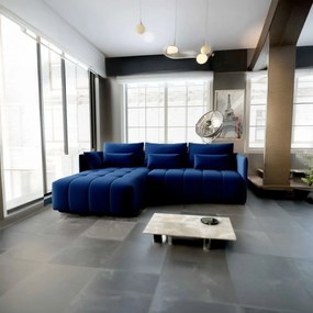 Colțar extensibil dumonde cu ladă de depozitare si sezut confortabil din spuma high-density, Malta Royal Blue 235x185 cm