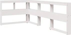 vidaXL Bibliotecă tăblie în formă de L, alb, 90 cm, lemn masiv de pin