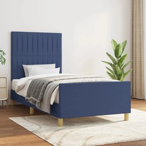 3125177 vidaXL Cadru de pat cu tăblie, albastru, 80x200 cm, textil