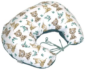 Perna pentru gravide si alaptare, husa detasabila cu fata dubla, bumbac si catifea, si umplutura antialergica BabySoft  , Teddy Khaki, Amy