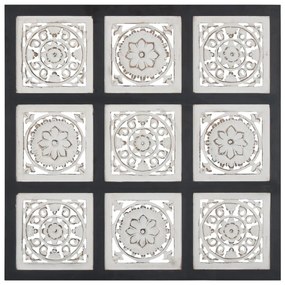 Panouri de perete sculptate manual, negru alb, 60x60x1,5 cm MDF 1, Alb si negru, 60 x 60 x 1.5 cm