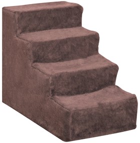 PawHut Scăriță pentru Câini Portabilă cu 4 Trepte, Scară pentru Animale Domestice, 60x35x44 cm, Gri Deschis | Aosom Romania