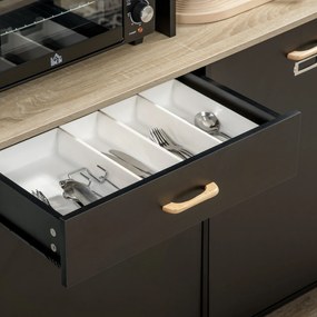 HOMCOM Cămară de Bucătărie cu Sertar Dulapuri și Rafturi Mobilier Auxiliar pentru Cuptor cu Microunde Stil Modern 119x41x180cm Negru | Aosom Romania