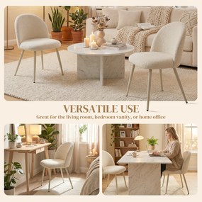 HOMCOM Scaune dining, scaune bucătărie, moi tapițate cu Chenille, 50,5 x 57,5 x 78,5 cm, crem | Aosom Romania