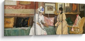 Tablou - William Merritt Chase, A Friendly Call, reproducere (cu ceas) (90x30 cm)