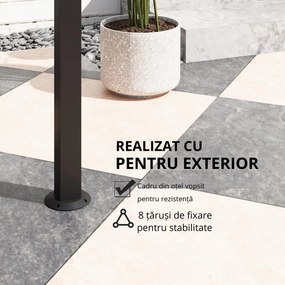 Outsunny Pavilion de grătar, 2 tavane laterale, cârlige, cadru din oțel, 1,1 x 2,3m, Gri închis | Aosom Romania