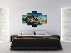 Tablou cu sat de pescari din Norvegia (150x105 cm)