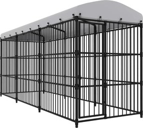 vidaXL Padoc pentru câini de exterior, cu acoperiș, 450 x 150 x 210 cm