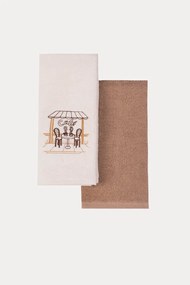 Prosoape de bucătărie CAFE, 2 buc Crem-Bej / Cream-Beige Set (2 buc, 40x60 cm)
