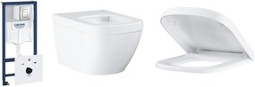 Set vas WC Grohe Euro Ceramic 3932800H, cadru ascuns cu buton de acționare Grohe Rapid SL 39449000, 39330001