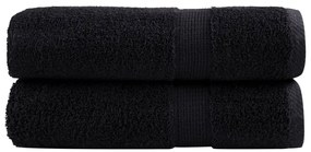 vidaXL Prosoape de mâini premium SOLUND 2 buc. negru 50x100 cm 600 gsm