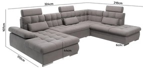 Colțar gri extensibil, cu spațiu de depozitare (cu colț pe partea dreaptă, în formă de "U") Merkur – Ropez