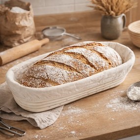 HOME ELEMENTS Coș oval cu inserție din țesătură, 35 x 14 cm x 7,5 cm, L