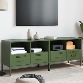 vidaXL Dulapuri TV, 2 buc., verde măsliniu, 68x39x50,5 cm, oțel