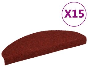 vidaXL Covorașe pentru scări autoadezive, 15 buc., 65x21x4 cm, roșu bordeaux, semirotunde, mari