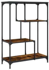 vidaXL Bibliotecă, stejar fumuriu, 81x36x115 cm, lemn prelucrat/oțel