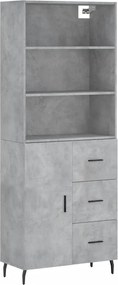 vidaXL Dulap înalt, gri beton, 69,5x34x180, lemn compozit
