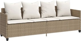 vidaXL Șezlong cu perne din poliratan bej