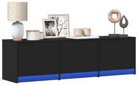 vidaXL Dulap TV cu LED, negru, 140x34x40 cm, lemn prelucrat