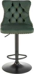 Scaun bar H117, verde/negru, stofa catifelata/otel, 47x52x96/118 cm
