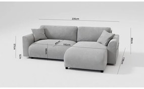 Colțar gri deschis cu tapițerie din catifea (cu colț variabil) Lorine – Ropez