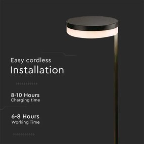 Lampă solară LED exterior 2W 3,7V 3000K IP54 2000mAh negru