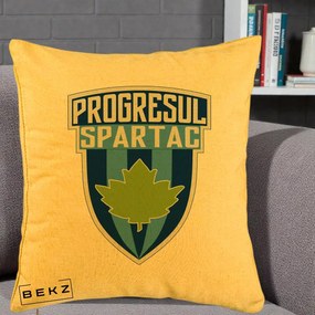 Perna Personalizata Progresul Spartac Fotbal, 40x40 cm, Galben, Husa Detasabila, Perna Inclusa, BEKZ®
