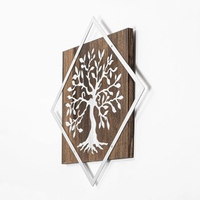 Accesoriu decorativ de perete din lemn Tree v2 argintiu