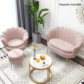 Bancă în stil Art-deco, catifea Velvet roz/crom auriu, NOBLIN