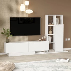Set mobilier living Damon, Pako World, Alb, 140x29x39 cm