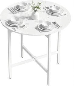 HOMCOM Masă de sufragerie pliabilă, masă de bucătărie rotundă Ø 80 cm pentru 4 persoane cu 2 extensii, picioare din oțel, alb | Aosom Romania
