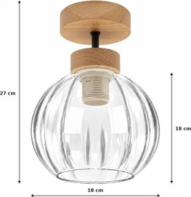 BRILAGI - LED lustru aplicat RETRO GLASS 1xE27/60W/230V Ø 18 cm stejar/clar