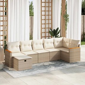 vidaXL Set canapele de grădină, 7 piese, cu perne, bej, poliratan