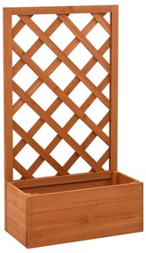 vidaXL Jardinieră cu spalier, portocaliu, 50x25x90 cm, lemn masiv brad