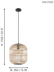 Eglo 43216 - Lustră pe cablu BORDESLEY 1xE27/28W/230V