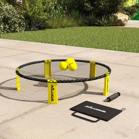 SPORTNOW Set joc mini-volei de exterior cu filet, 3 mingi și pompă, portabil cu sac de transport galben | Aosom Romania