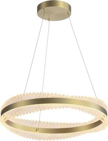 Lustra LED suspendata, metal auriu periat si cristale, Crystalline 60cm