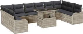vidaXL Set de canapele pentru grădină 11 pcs Gri deschis Rattan poli
