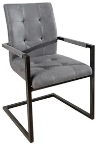 Set de 2 scaune cu brate, design industrial style, Oxford gri A-36960 VC