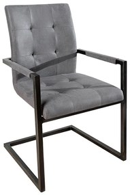 Set de 2 scaune cu brate, design industrial style, Oxford gri A-36960 VC