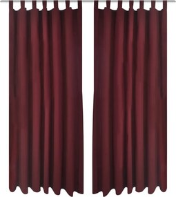 vidaXL Draperii micro-satin cu bride, 140 x 225 cm, roșu bordo, 2 buc.