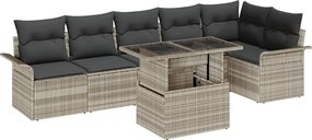 vidaXL Set de canapele pentru grădină 7 pcs Gri deschis poliratan