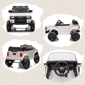 AIYAPLAY Mașină Electrică pentru Copii TOYOTA Land Cruiser 12V cu Telecomandă, Vârsta 3-6 Ani, Alb | Aosom Romania