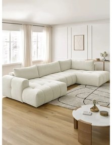 Colțar bej extensibil/cu spațiu de depozitare (cu colț pe partea dreaptă/în formă de "U") Fuji – Bobochic Paris