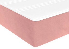 Pat box spring cu saltea, roz, 200x200 cm, catifea Roz, 35 cm, 200 x 200 cm