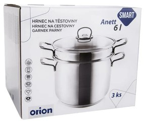 Oală de paste Orion Anett, 3 piese, din inox, 6 l