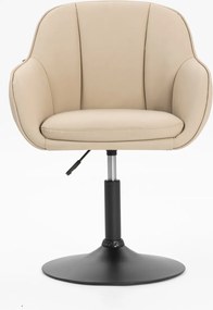 HR2055N Scaun Crem din Piele Ecologica cu Bază Neagră