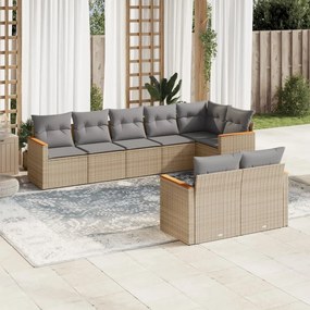 vidaXL Set canapele de grădină, 8 piese, cu perne, bej, poliratan